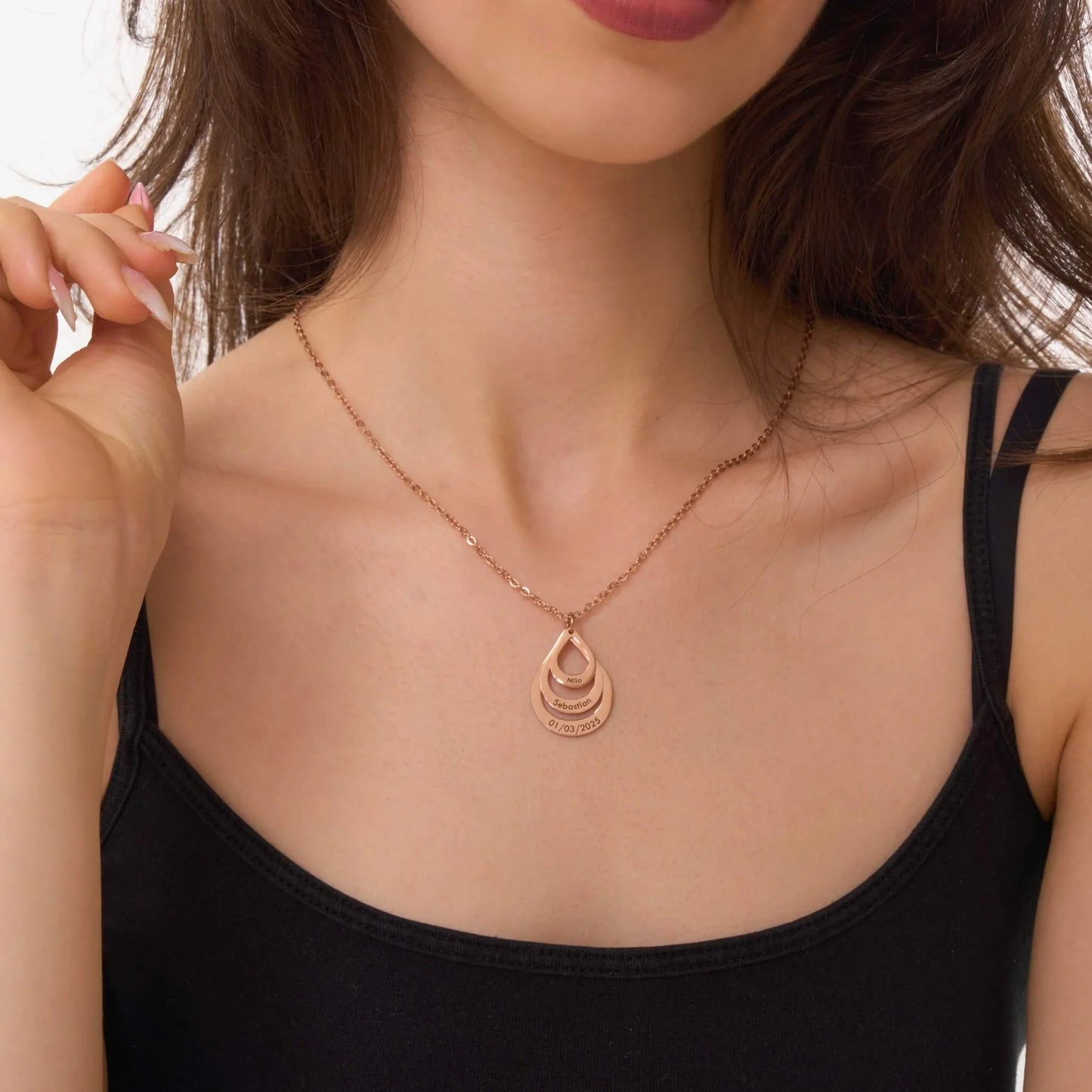 Rae™ | Tropfen Halskette mit Gravur