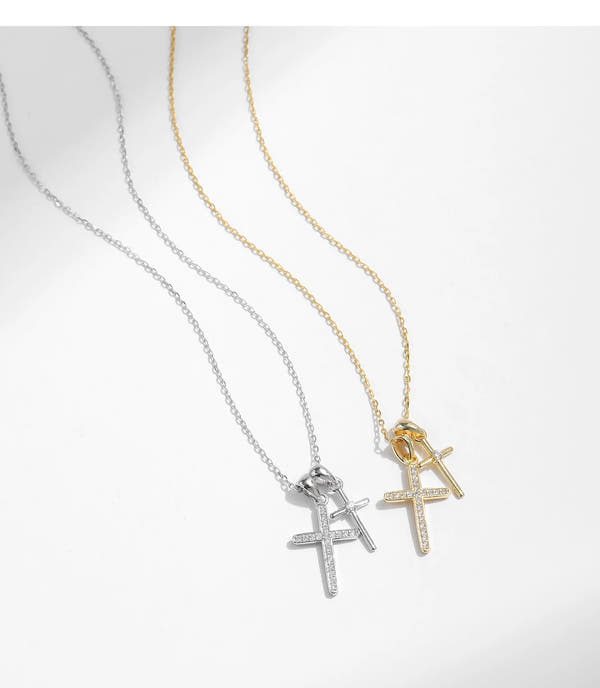 Doppelte Kreuzkette in Gold & Silber